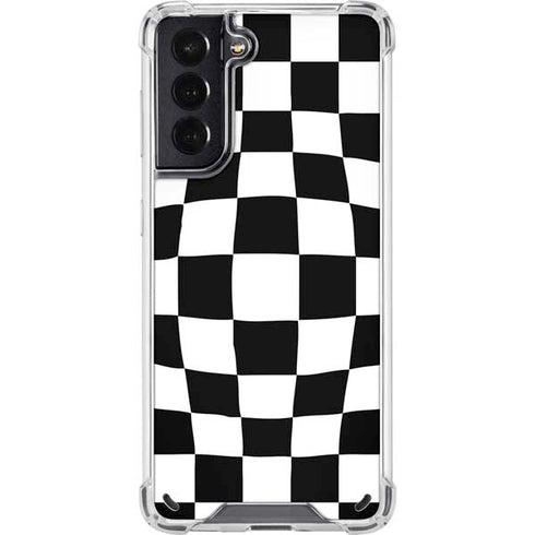 Black and White Zoomed Checkerboard Galaxy S21 5G Clear Case
