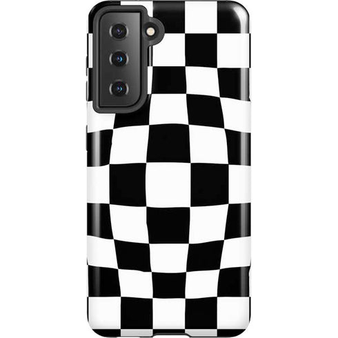 Black and White Zoomed Checkerboard Galaxy S21 5G Pro Case