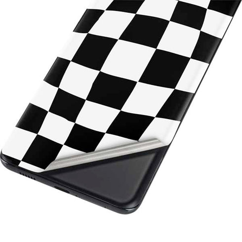 Black and White Zoomed Checkerboard Galaxy S21 5G Skin