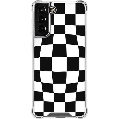 Black and White Zoomed Checkerboard Galaxy S21 FE Clear Case