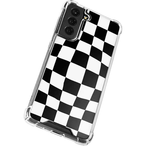 Black and White Zoomed Checkerboard Galaxy S21 FE Clear Case