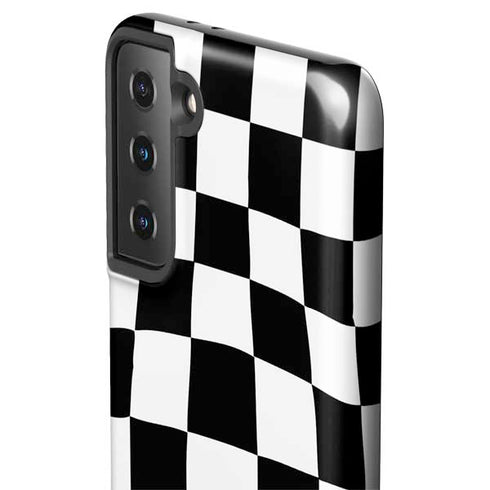 Black and White Zoomed Checkerboard Galaxy S21 FE Pro Case