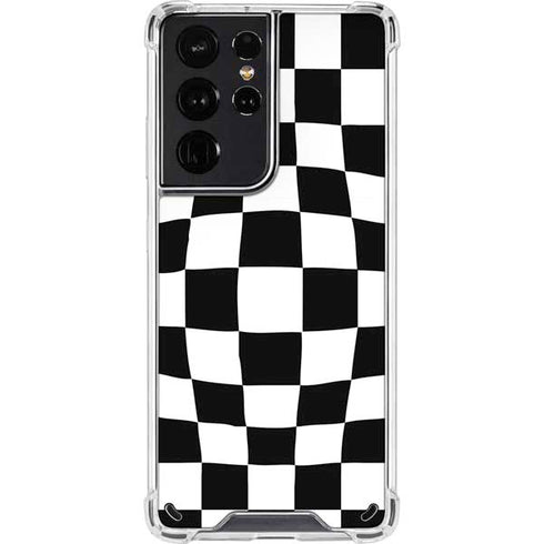 Black and White Zoomed Checkerboard Galaxy S21 Ultra 5G Clear Case