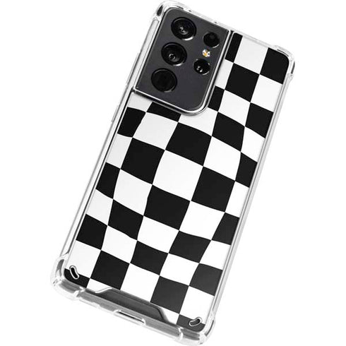Black and White Zoomed Checkerboard Galaxy S21 Ultra 5G Clear Case