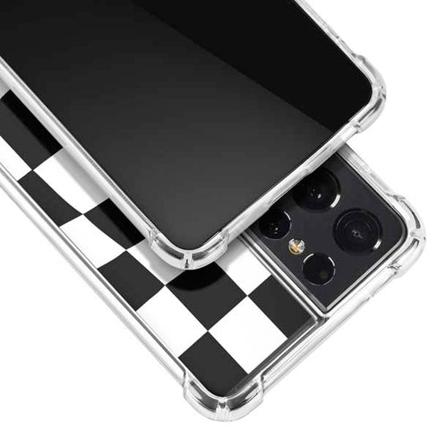 Black and White Zoomed Checkerboard Galaxy S21 Ultra 5G Clear Case