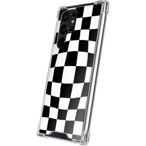 Black and White Zoomed Checkerboard Galaxy S22 Ultra Clear Case