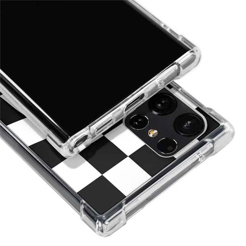 Black and White Zoomed Checkerboard Galaxy S22 Ultra Clear Case