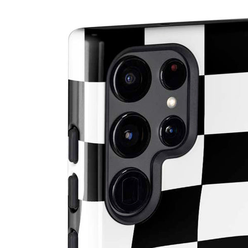 Black and White Zoomed Checkerboard Galaxy S22 Ultra Pro Case