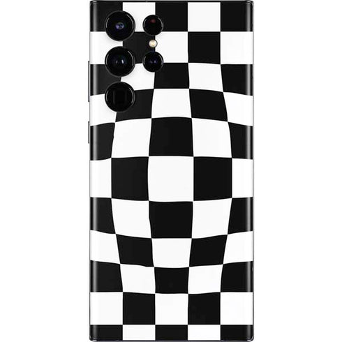 Black and White Zoomed Checkerboard Galaxy S22 Ultra Skin