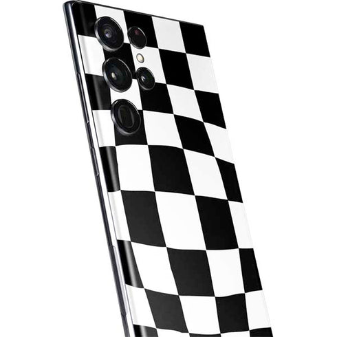 Black and White Zoomed Checkerboard Galaxy S22 Ultra Skin