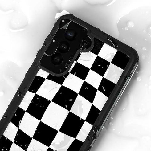 Black and White Zoomed Checkerboard Galaxy S23 Plus Waterproof Case