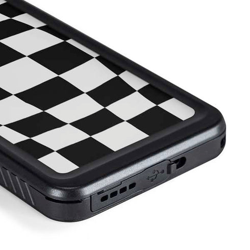 Black and White Zoomed Checkerboard Galaxy S23 Waterproof Case