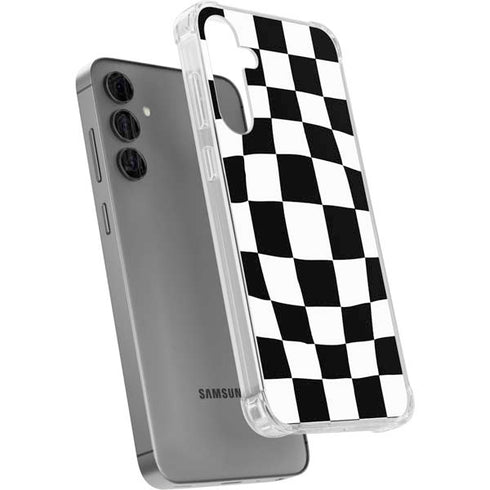 Black and White Zoomed Checkerboard Galaxy S24 Plus Clear Case