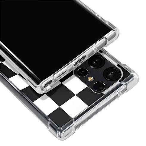 Black and White Zoomed Checkerboard Galaxy S24 Ultra Clear Case