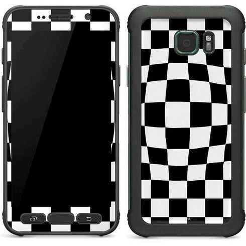 Black and White Zoomed Checkerboard Galaxy S7 Active Skin