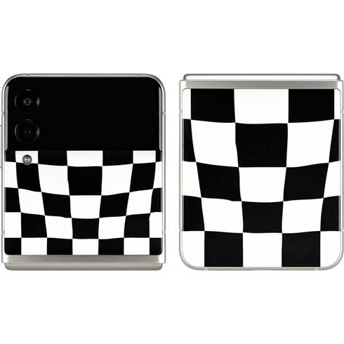 Black and White Zoomed Checkerboard Galaxy Z Flip3 5G Skin