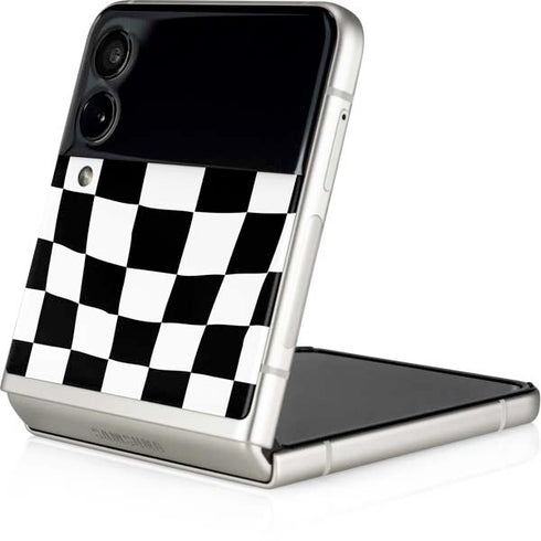 Black and White Zoomed Checkerboard Galaxy Z Flip3 5G Skin