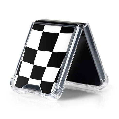 Black and White Zoomed Checkerboard Galaxy Z Flip5 5G Clear Case