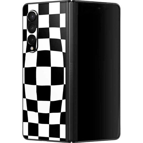 Black and White Zoomed Checkerboard Galaxy Z Fold3 5G Skin