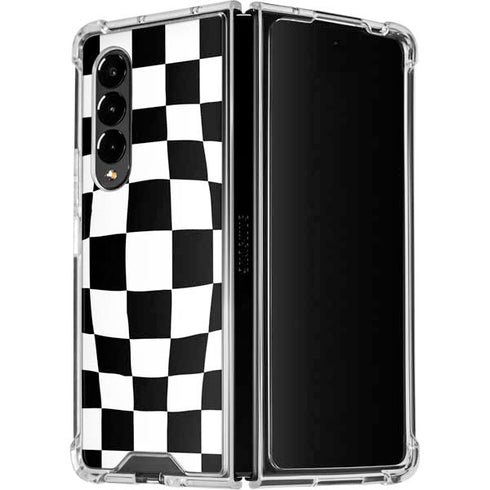 Black and White Zoomed Checkerboard Galaxy Z Fold4 5G Clear Case