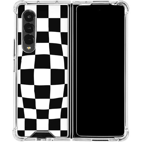 Black and White Zoomed Checkerboard Galaxy Z Fold4 5G Clear Case