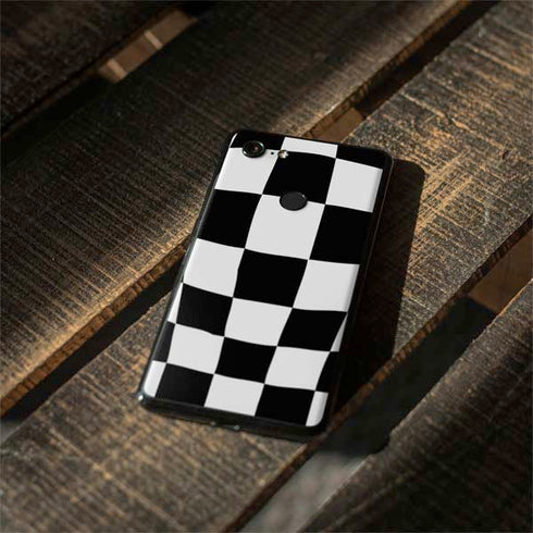 Black and White Zoomed Checkerboard Google Pixel 3 Skin