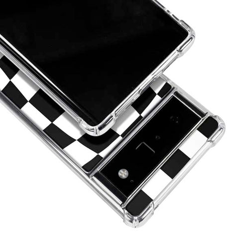Black and White Zoomed Checkerboard Google Pixel 6 Clear Case
