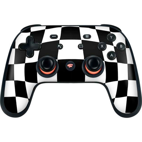 Black and White Zoomed Checkerboard Google Stadia Controller Skin