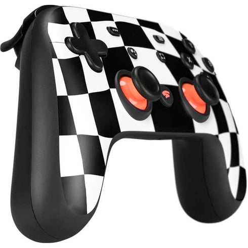 Black and White Zoomed Checkerboard Google Stadia Controller Skin