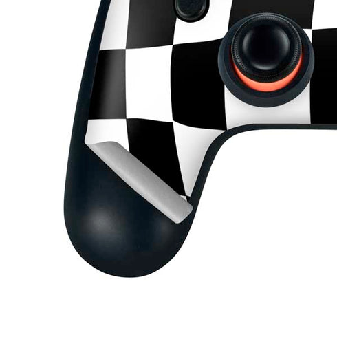Black and White Zoomed Checkerboard Google Stadia Controller Skin