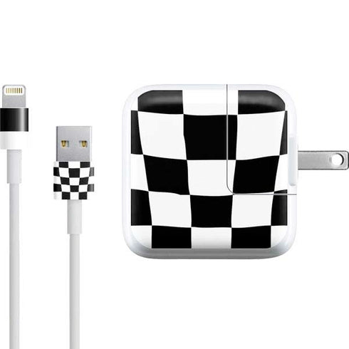 Black and White Zoomed Checkerboard iPad Charger (10W USB) Skin