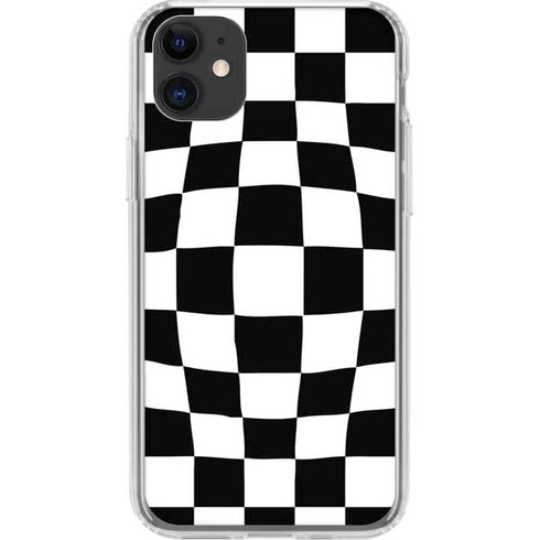 Black and White Zoomed Checkerboard iPhone 11 Clear Case