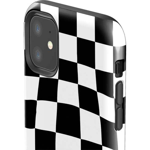 Black and White Zoomed Checkerboard iPhone 11 Impact Case