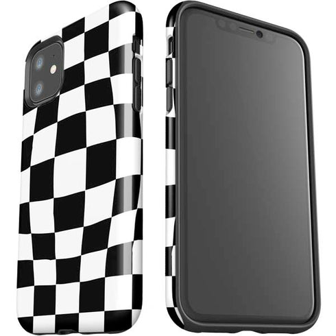 Black and White Zoomed Checkerboard iPhone 11 Impact Case
