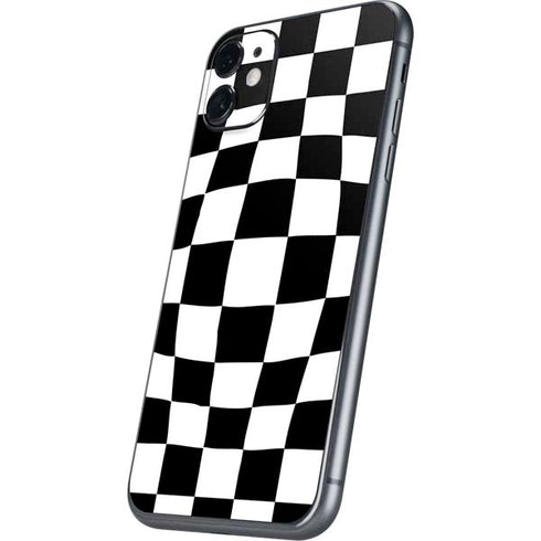 Black and White Zoomed Checkerboard iPhone 11 Skin