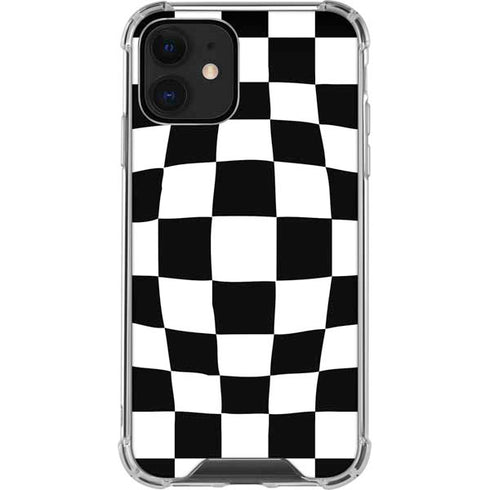 Black and White Zoomed Checkerboard iPhone 12 Clear Case