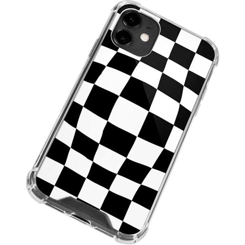 Black and White Zoomed Checkerboard iPhone 12 Clear Case