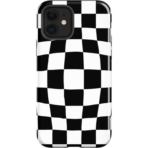 Black and White Zoomed Checkerboard iPhone 12 Impact Case