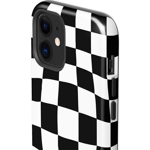 Black and White Zoomed Checkerboard iPhone 12 Impact Case