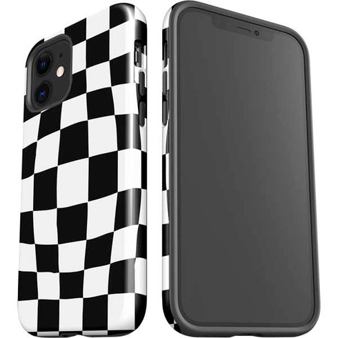 Black and White Zoomed Checkerboard iPhone 12 Impact Case