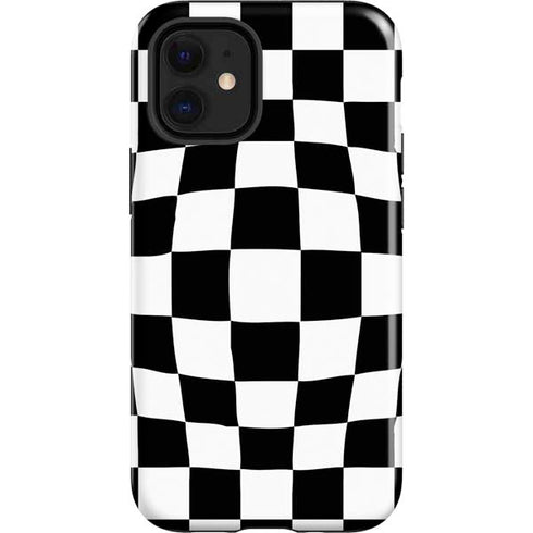 Black and White Zoomed Checkerboard iPhone 12 Mini Impact Case