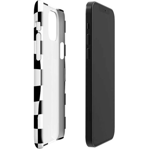 Black and White Zoomed Checkerboard iPhone 12 Mini Lite Case