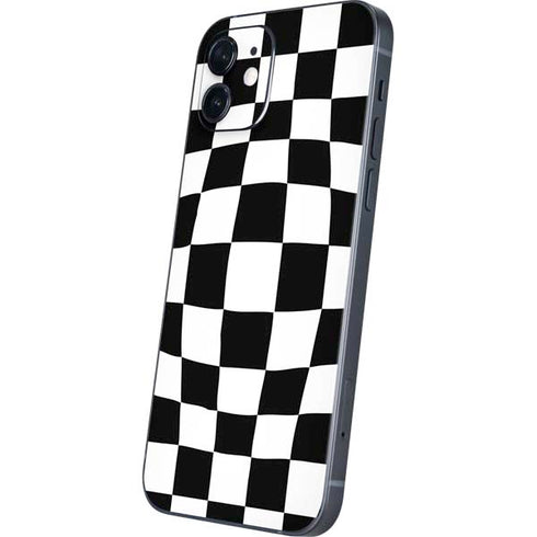 Black and White Zoomed Checkerboard iPhone 12 Mini Skin