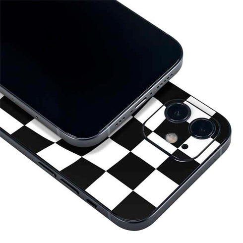 Black and White Zoomed Checkerboard iPhone 12 Mini Skin