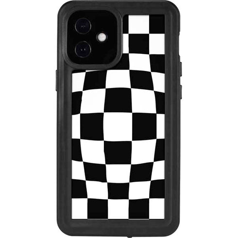 Black and White Zoomed Checkerboard iPhone 12 Mini Waterproof Case