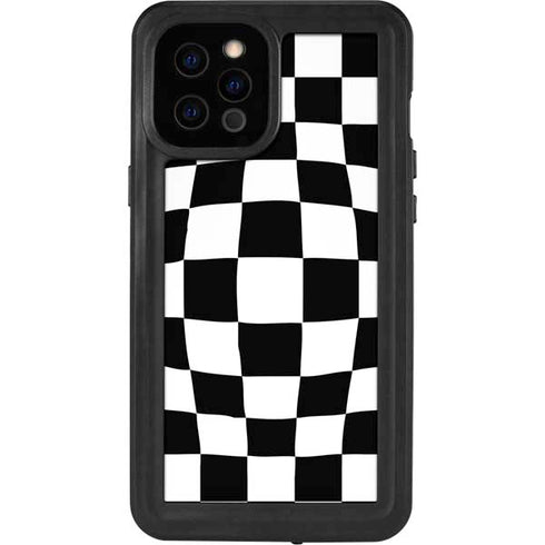 Black and White Zoomed Checkerboard iPhone 12 Pro Max Waterproof Case