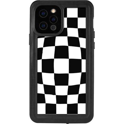 Black and White Zoomed Checkerboard iPhone 12 Pro Waterproof Case