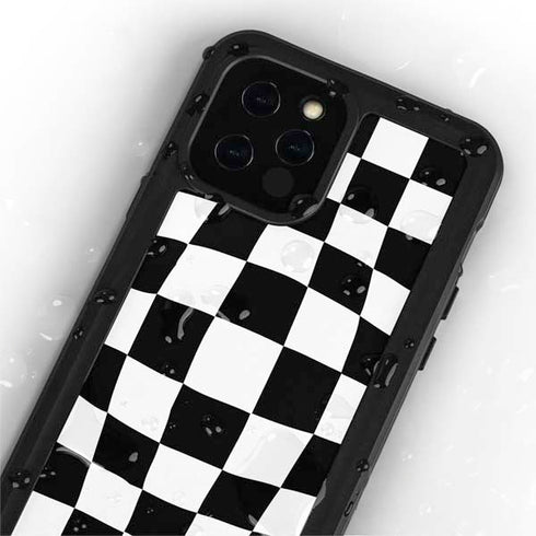 Black and White Zoomed Checkerboard iPhone 12 Pro Waterproof Case
