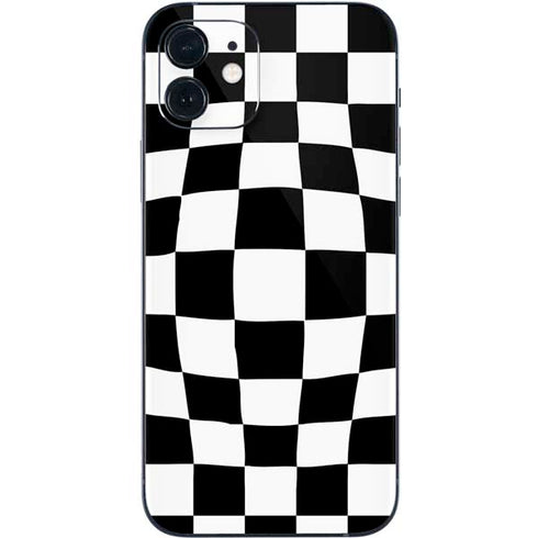 Black and White Zoomed Checkerboard iPhone 12 Skin