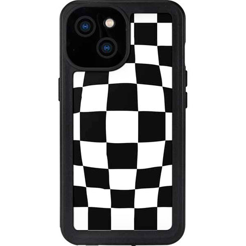 Black and White Zoomed Checkerboard iPhone 13 Mini Waterproof Case